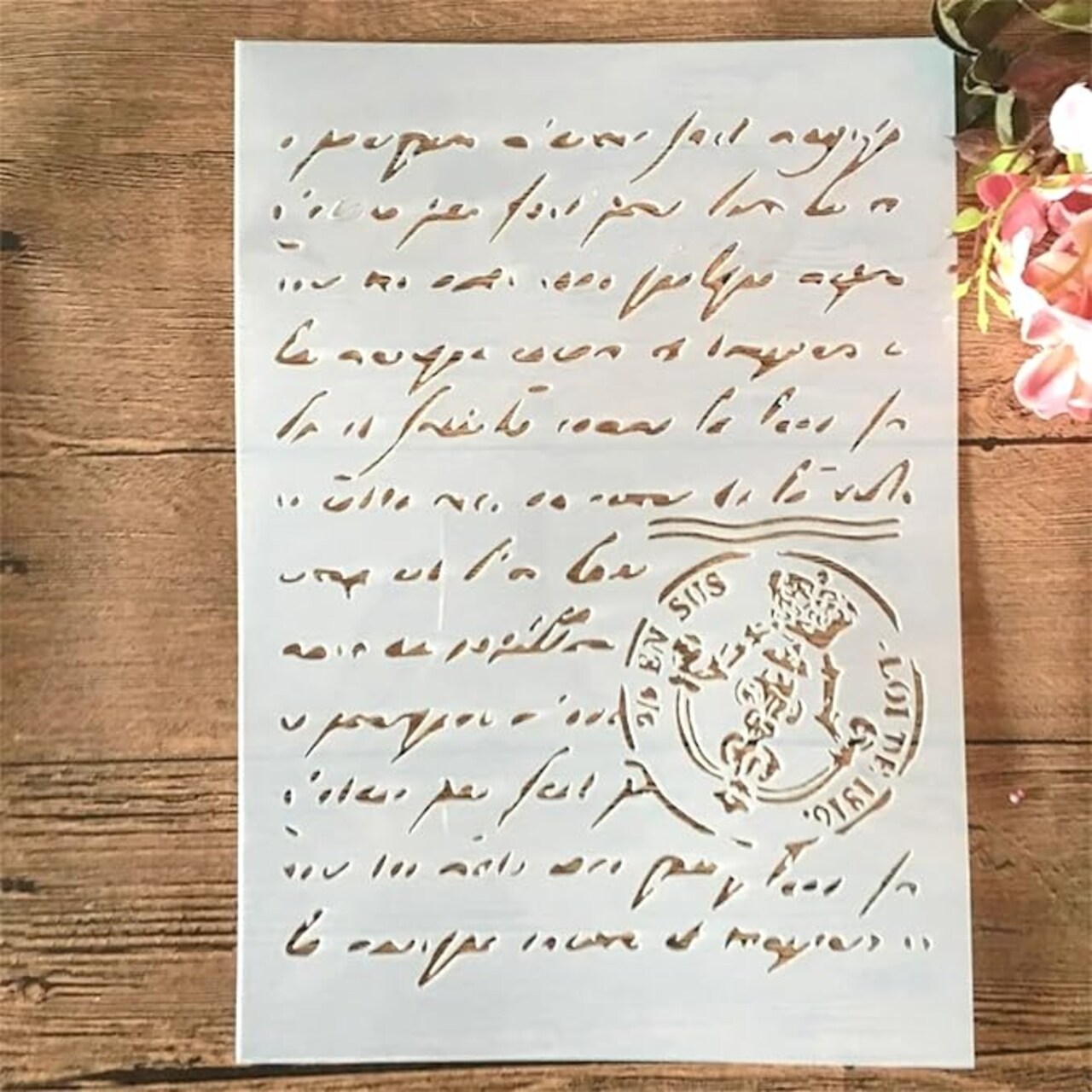 A4 Reusable Script Stamp Stencil for Painting - Vintage Paragraph Letters Layering Template, DIY Wall Art, Wood Furniture, Scrapbook & Crafts (8.3x11.7inch)